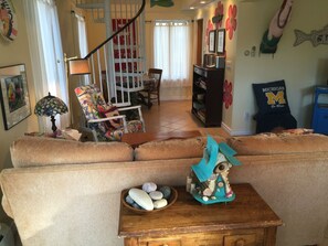 Smart TV, DVD player, books, video library