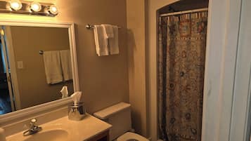 Hair dryer, towels, toilet paper