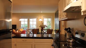 Fridge, microwave, dishwasher, coffee/tea maker