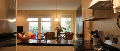 Fridge, microwave, dishwasher, coffee/tea maker