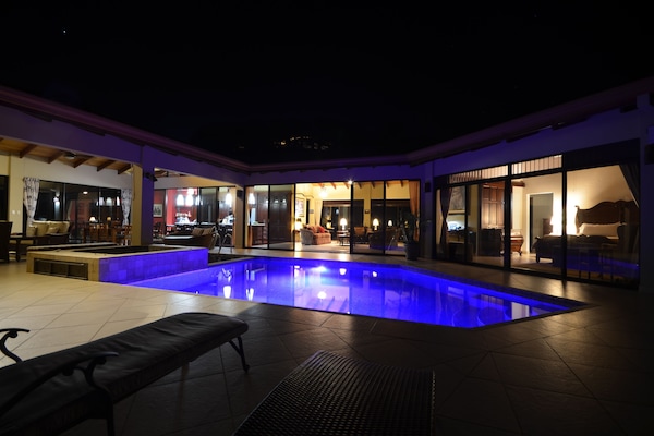 Enjoying the Pools at Night