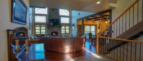 Smart TV, fireplace, DVD player, ping pong