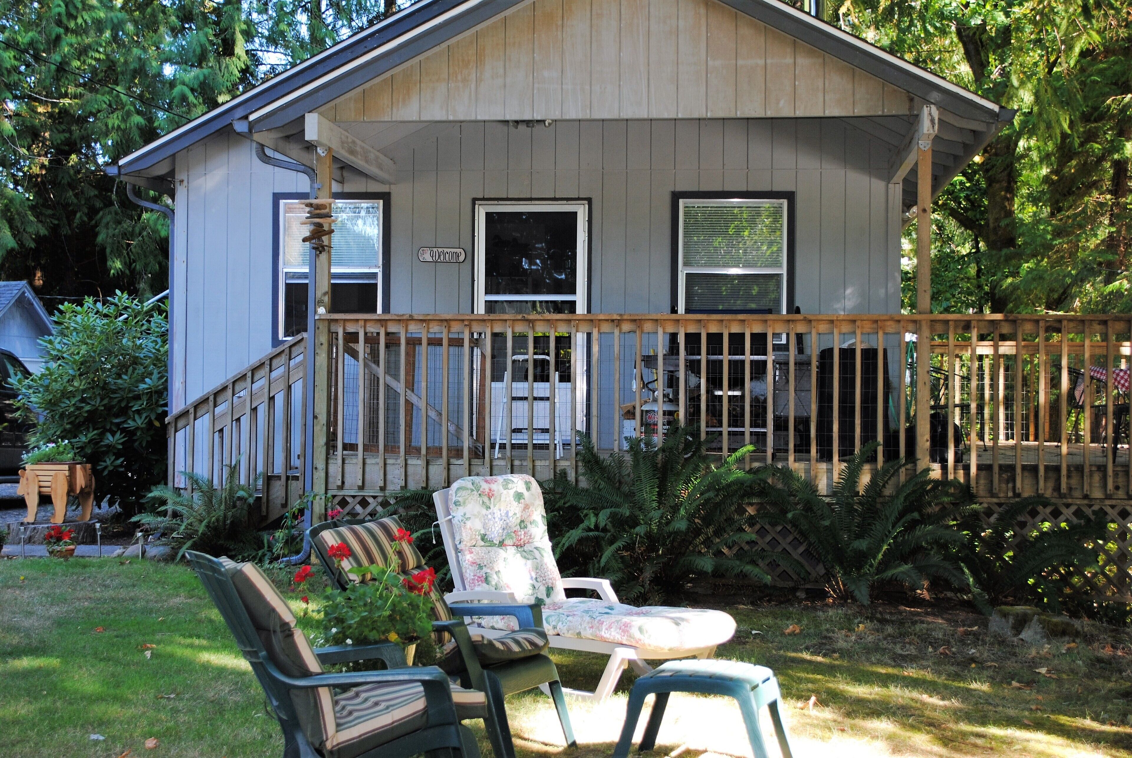 Relax in the front yard overlooking the river