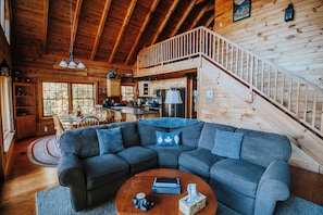 Smart TV, fireplace, DVD player, foosball