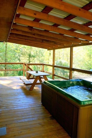 Outdoor dining - Wolfcreek Cabin/Secluded & Romantic/Hot Tub/Acreage Bordering National Forest (Del Rio)
