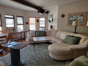 TV, DVD player, books, video library