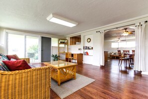 Smart TV, DVD player, books, music library