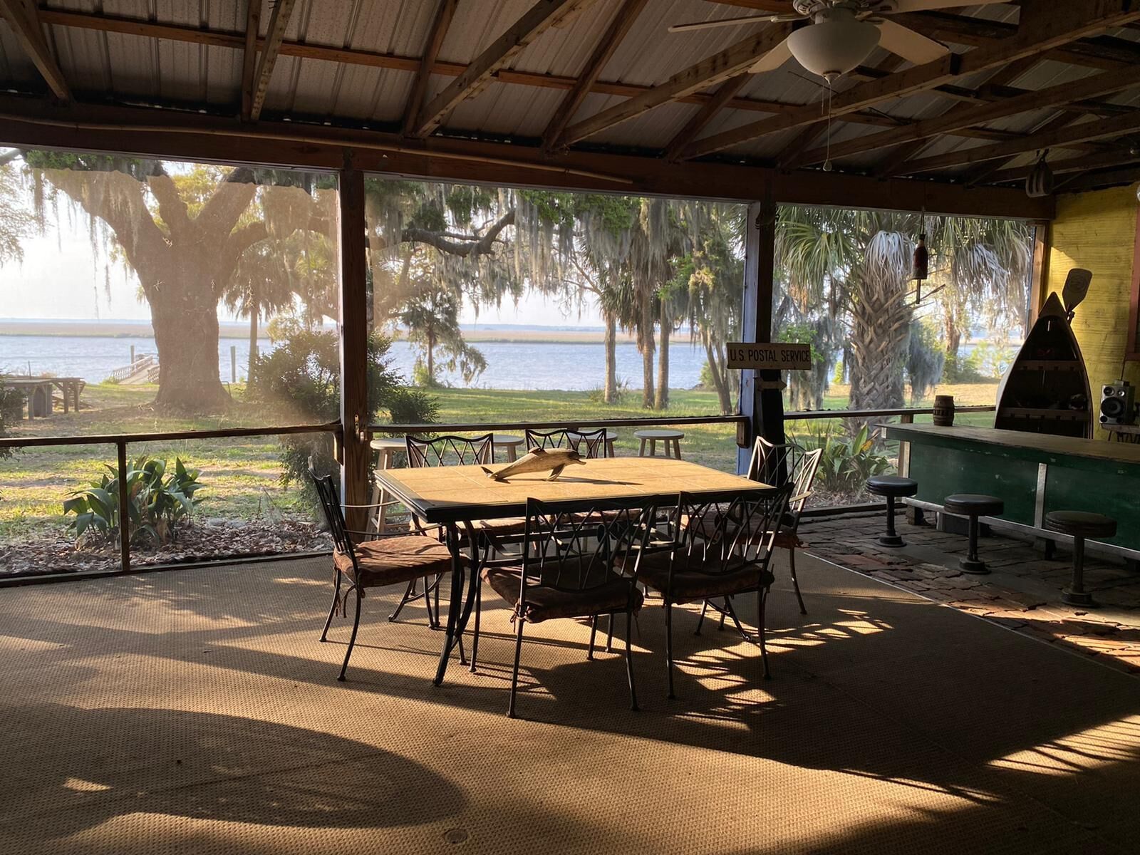 The Porch overlooks the water