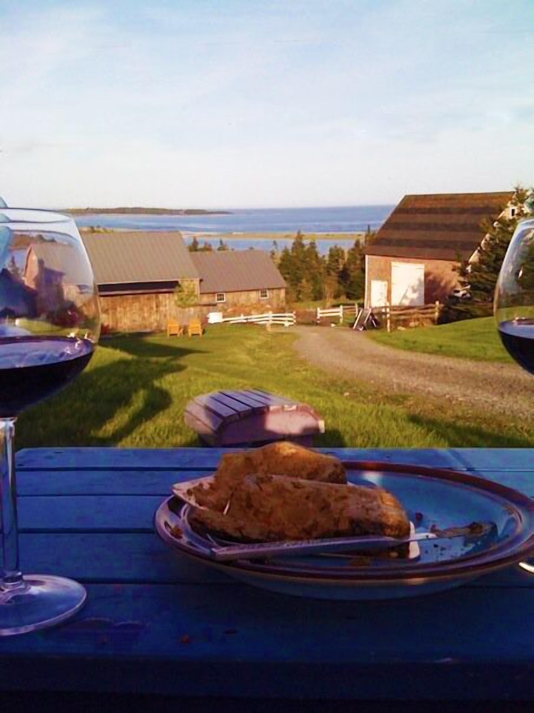 An evening snack in the front yard. 