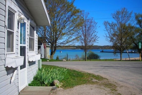 View of Beautiful Blue Suttons Bay from the Main Entrance to the Bayview Cottage