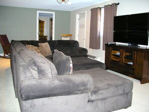 TV, DVD player, books, video library