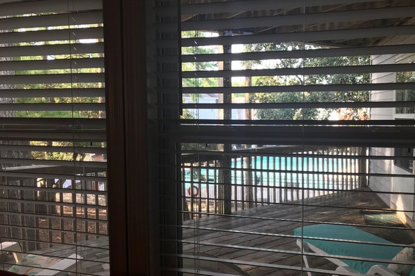 View of pool from living room