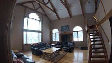 Smart TV, fireplace, video games, DVD player
