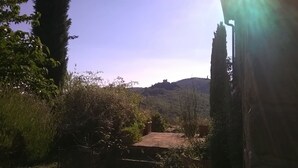 Ein Pfad führt zu einem Hügel mit einer schlösserähnlichen Struktur.