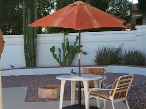 Side yard patio near pool