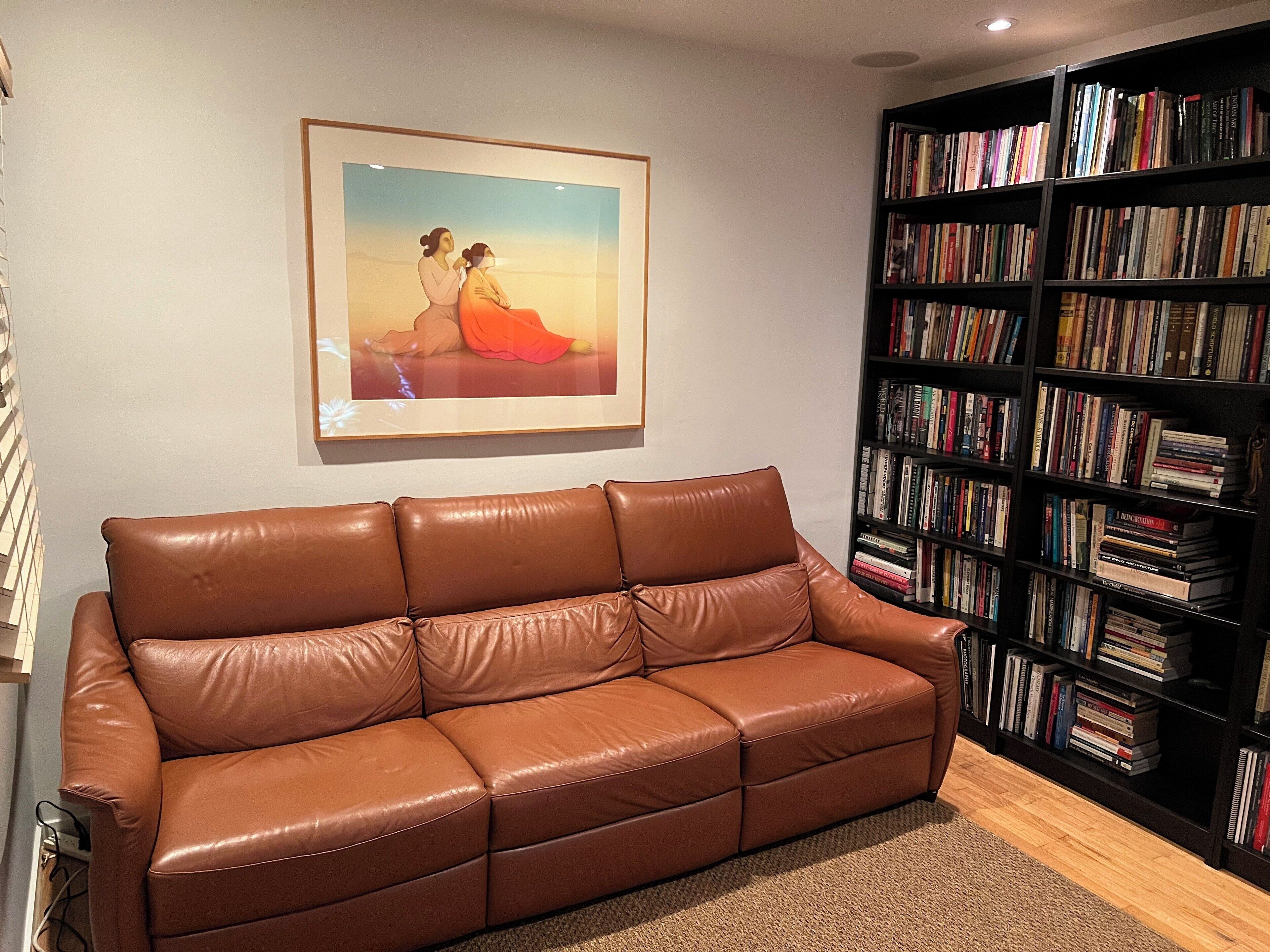 Smart TV, fireplace, DVD player, books