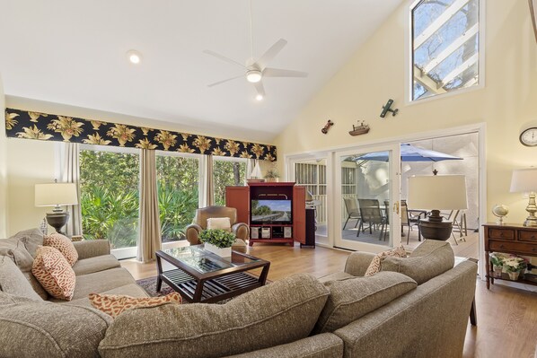 Téléviseur, lecteur de DVD, livres, chaîne audio