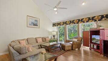 Tv, dvd-afspiller, bøger, stereoanlæg