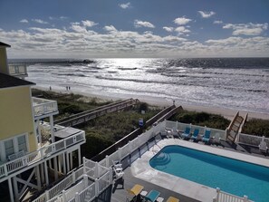 Outdoor pool, a heated pool - Dreamer's View - Oceanfront, 5 BD, 4 BA, Private Hot Tub, Community Pool (North Topsail Beach)