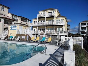 Outdoor pool, a heated pool - Dreamer's View - Oceanfront, 5 BD, 4 BA, Private Hot Tub, Community Pool (North Topsail Beach)