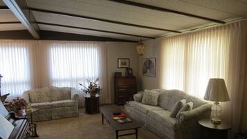 Smart TV, DVD player, books, video library