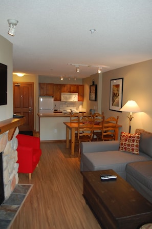 TV, fireplace - Convenient and located in the resort village (Sun Peaks)