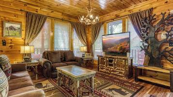TV, fireplace, video games, table football