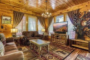 TV, fireplace, video games, foosball