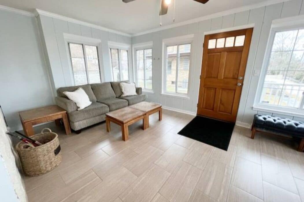 View of the lake from 2 decks in this 6BR Lake Shore Dr home, steps to the beach