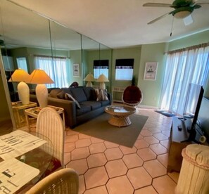 TV, DVD player, books