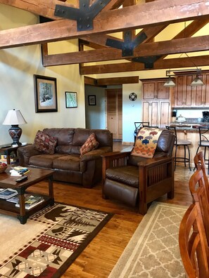 Smart TV, fireplace, DVD player, books