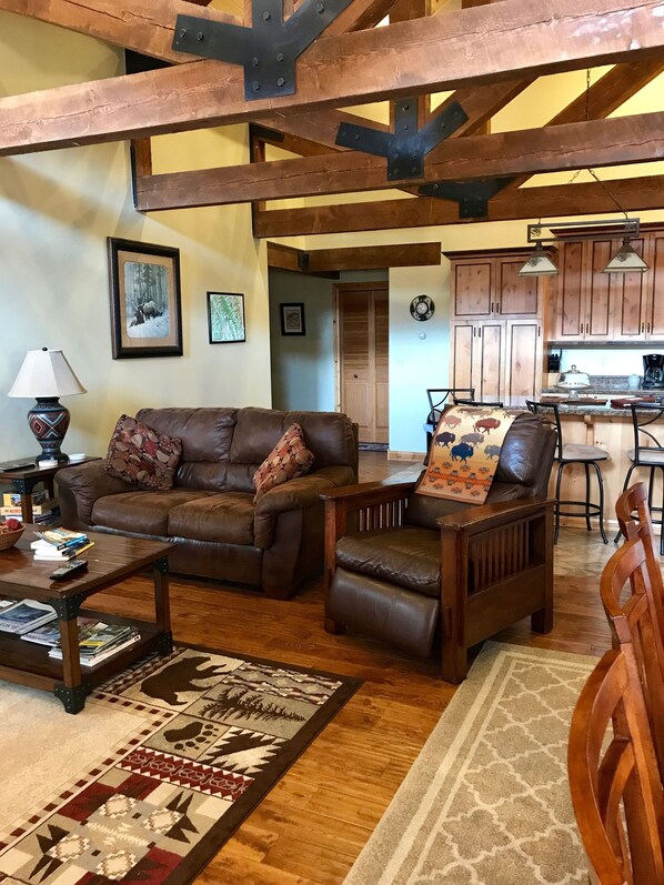 Smart TV, fireplace, DVD player, books