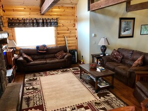 Smart TV, fireplace, DVD player, books