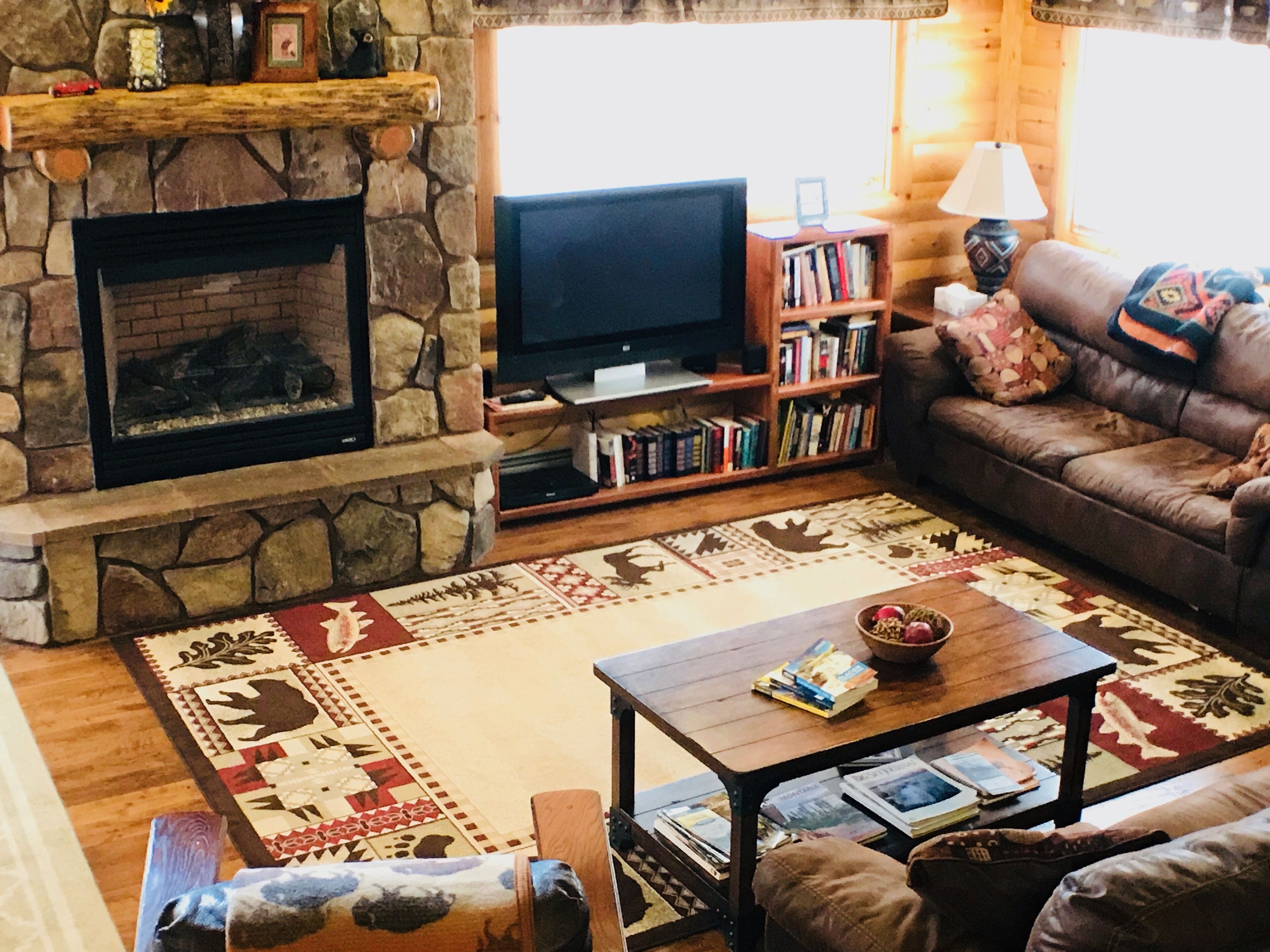 智能電視、壁爐、DVD 播放機、書籍