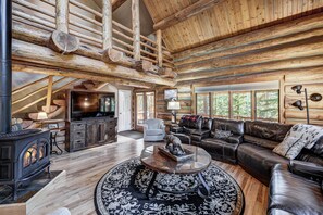 Smart TV, fireplace, DVD player, books