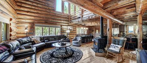 Una Smart TV, una chimenea, un reproductor de DVD, libros