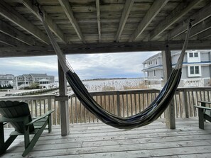 Terrace/patio - Bay Front Home with Amazing Sunset Views, Short block to Beach, centralA/C,kayak (Brant Beach)