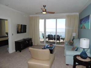 LCD TV, DVD player, stereo