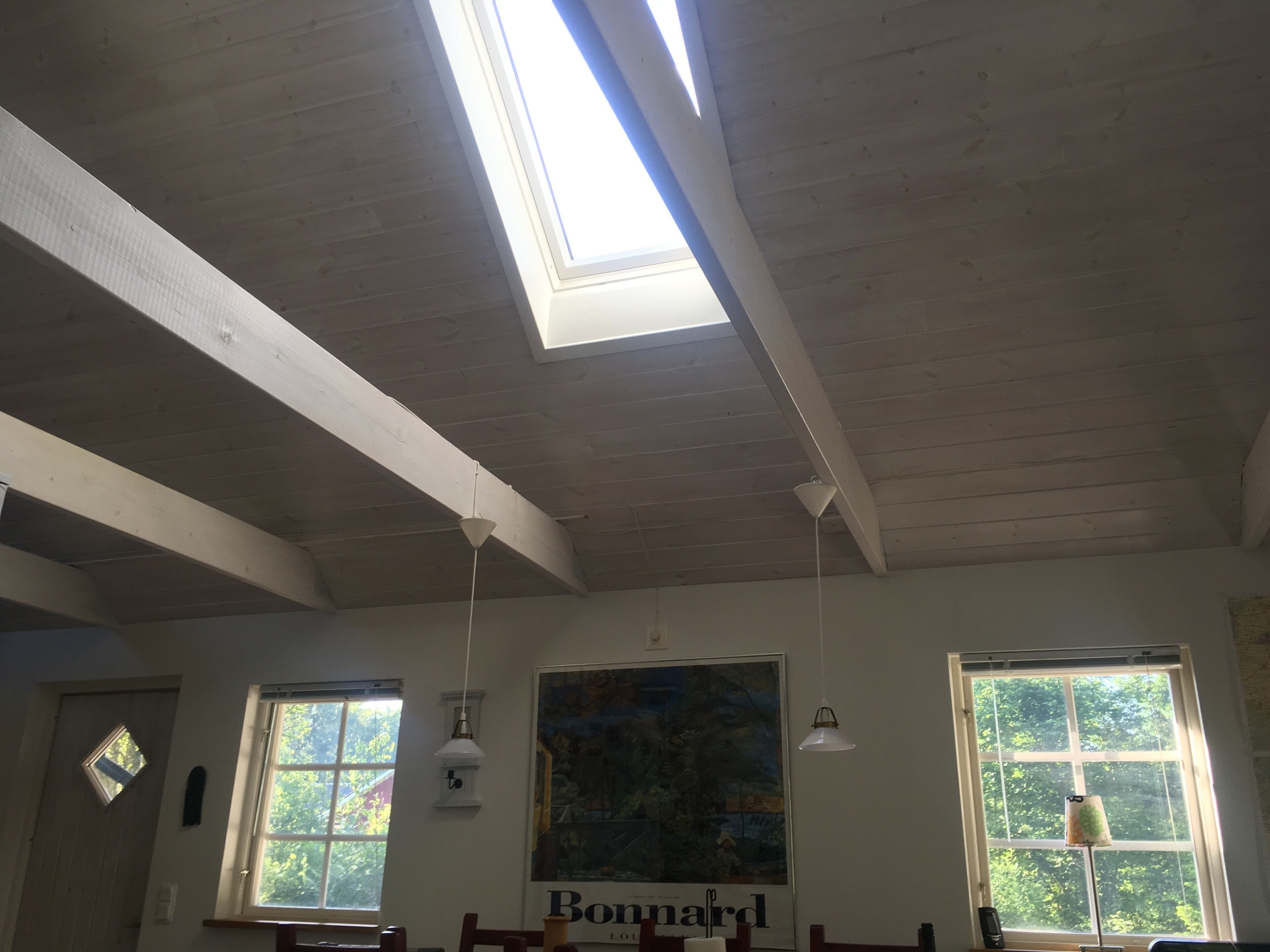 Living area. Roof windows provides pleasant daylight alll year.