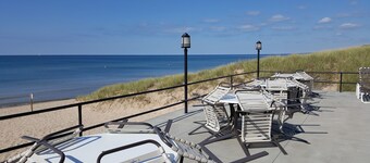 Beachfront Condo on Lake Michigan with heated pool.