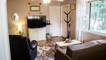 Smart TV, DVD player, books, video library