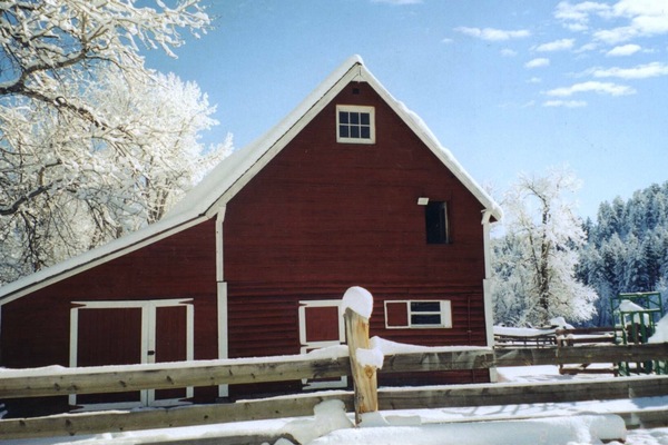 Barn in winter at The Lesnik Place