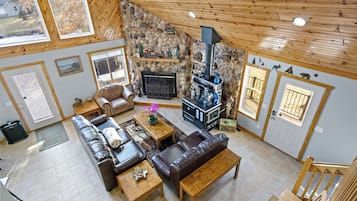 Smart TV, fireplace, DVD player, foosball