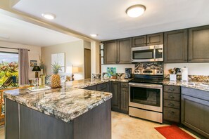 Fridge, microwave, oven, stovetop - Newly Remodeled Ocean View Condo, 2 bedroom, 2 bath, No stairs!  (Princeville)