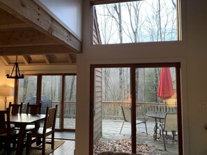 Dining - 2 mi from WISP & lake, outdoor hot tub, wood burning stove, luv DOGS! (McHenry)