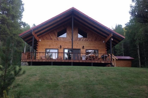 Log home and front yard