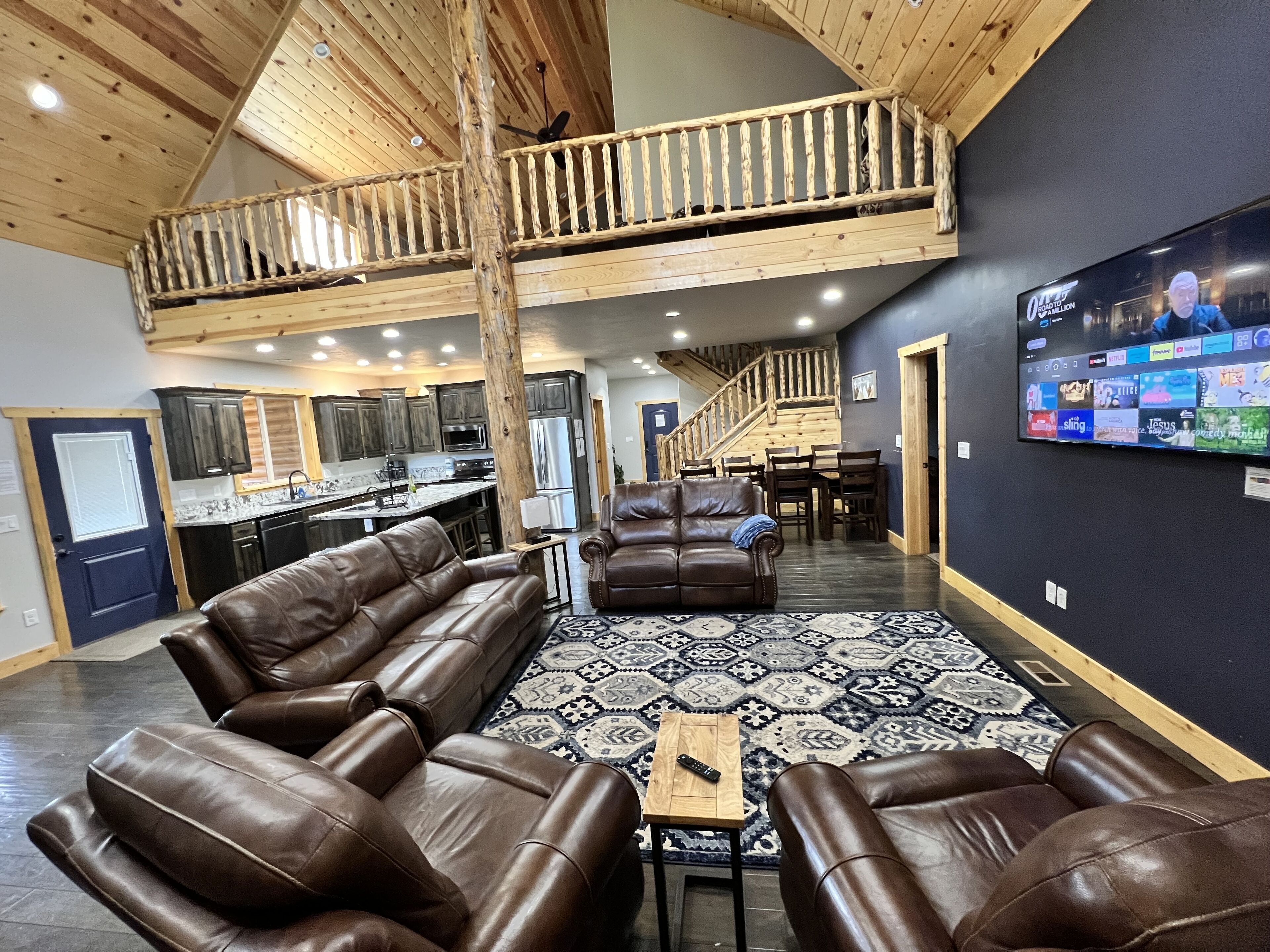 Smart TV, fireplace, foosball, table tennis