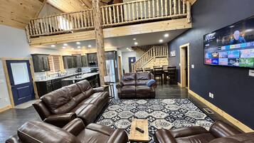 Smart TV, fireplace, foosball, table tennis