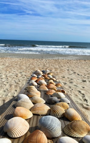 On the beach, beach towels