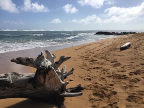 Accommodatie ligt op het strand, ligstoelen, strandlakens